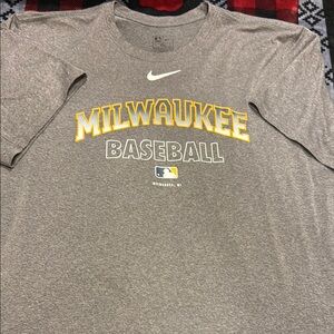 Nike Gray Milwaukee Baseball Game Shirt